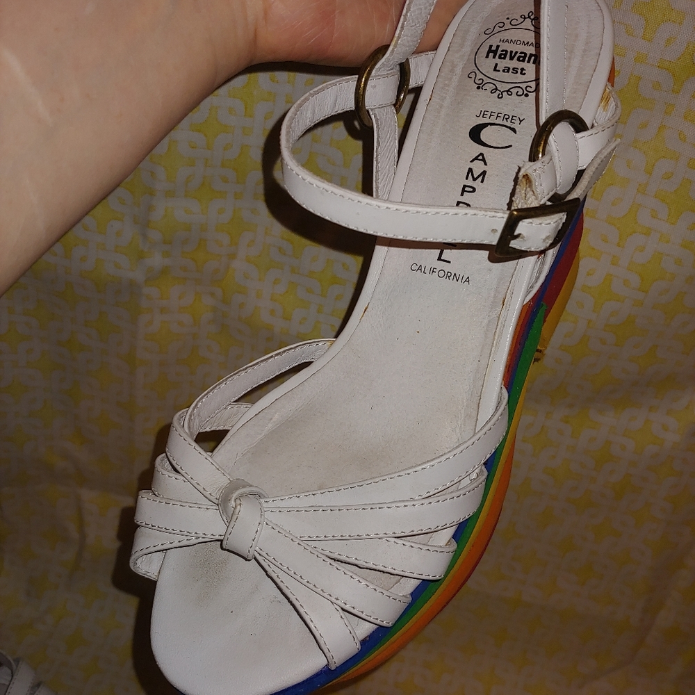 Jeffrey Campbell White Strappy Rainbow Platform Sandals - Picture 8 of 16